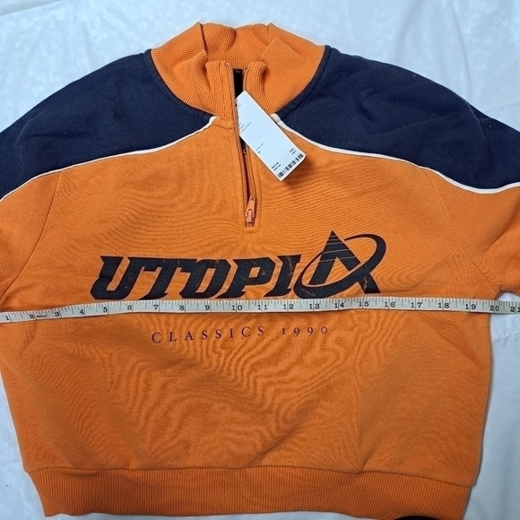 URBAN Outfitters Utopia Half-Zip Sweatshirt orange -blue - Picture 9 of 11